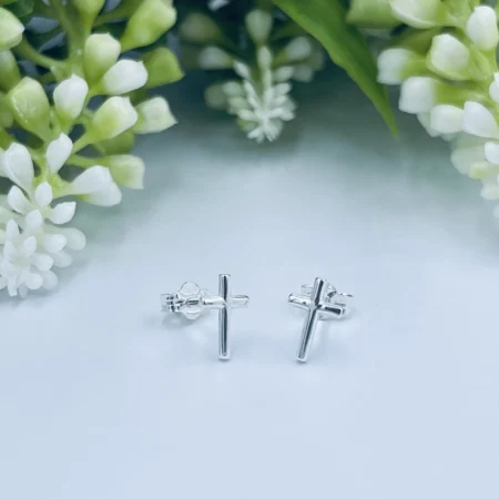 Sterling Silver Cross Earrings 8x5
