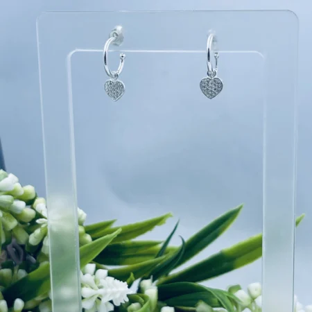 Sterling Silver Pretty Ladies Cubic Zirconia Heart Earrings 5mm