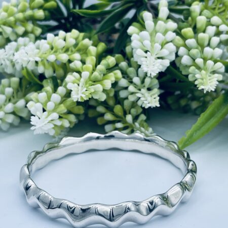 Sterling Silver 10mm Wave Bangle (65 diameter)