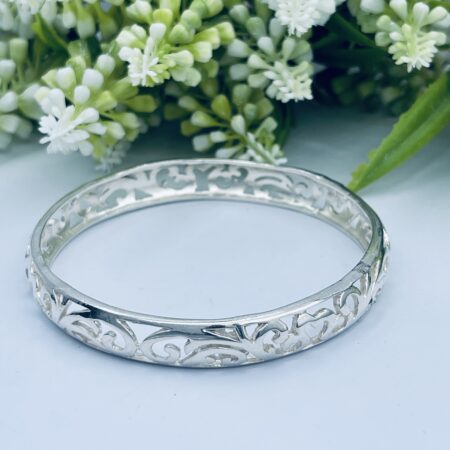 Sterling Silver 10mm Open Cut Filigree Bangle