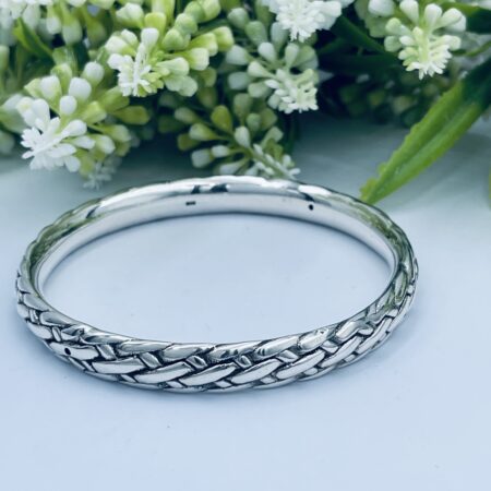 Sterling Silver 8mm Woven Pattern Bangle (65dia)