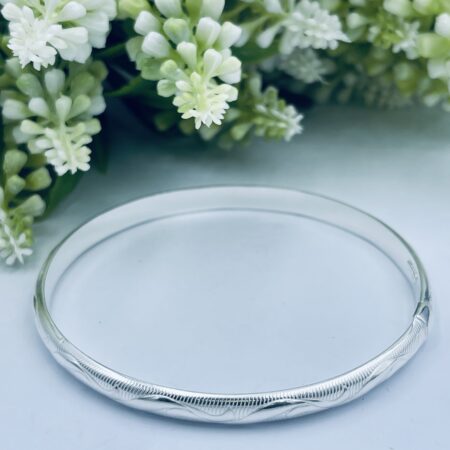 Sterling Silver 6mm Engraved Bangle (65 diameter)