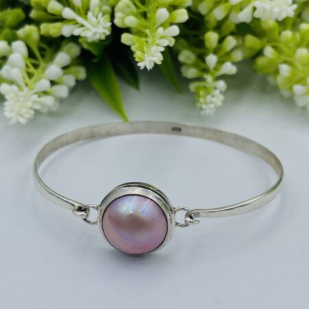 Sterling Silver Pink Mabe Bangle 67mm