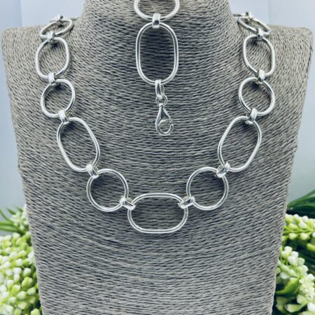 Sterling Silver Oval Circular Set