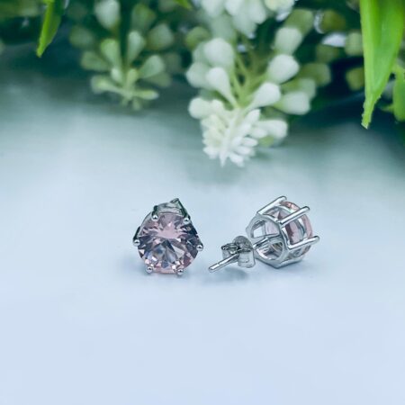 Sterling Silver Cubic Zirconia Morgonite Studs 8mm