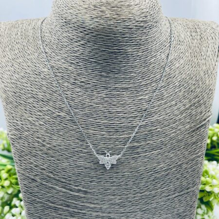 Sterling Silver Cubic Zirconia Pave Bee on Anchor Chain 42+3c