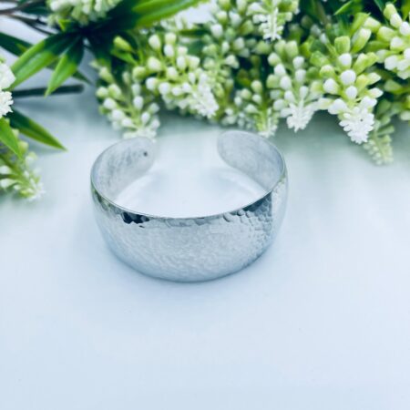 Sterling Silver Hammered Cuff Bangle 27mm