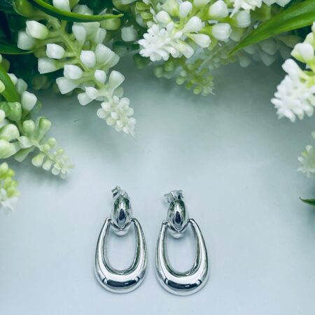 Sterling Silver Open Cut Oval on Half Oval Studs 27x15