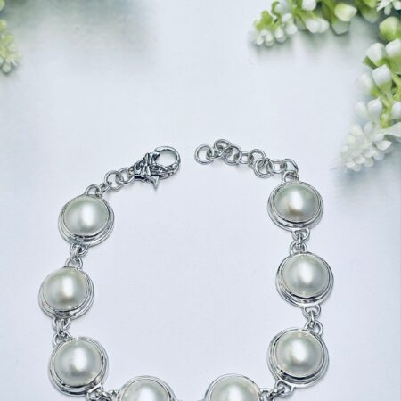 Sterling Silver Mabe Bracelet 17-20cm